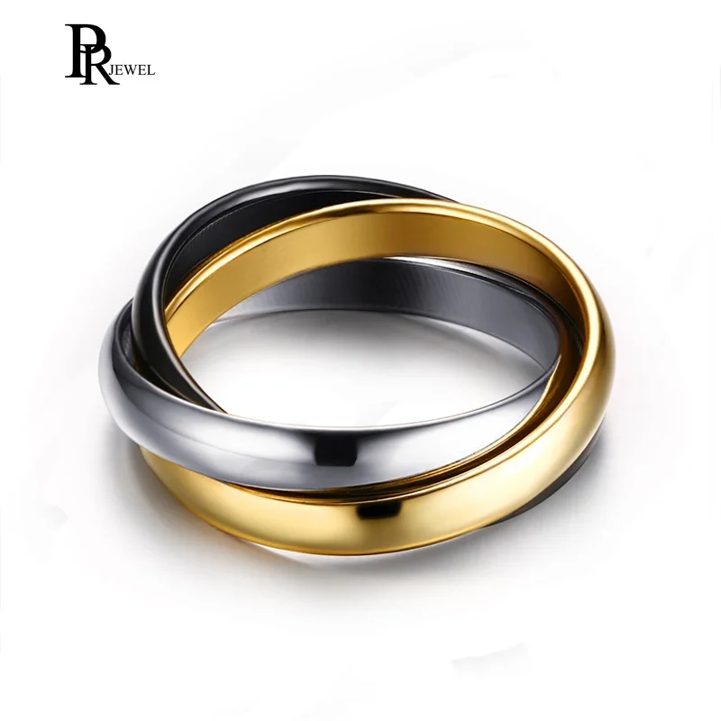 Interlocked Triple Plain Band Ring 3Pcs Ring Set Wedding Ring For Women