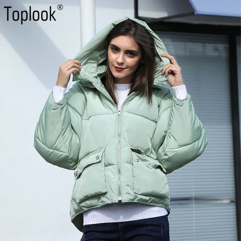 Toplook Повседневное карманы с капюшоном зимние пальто 2017 женская обувь Твердые