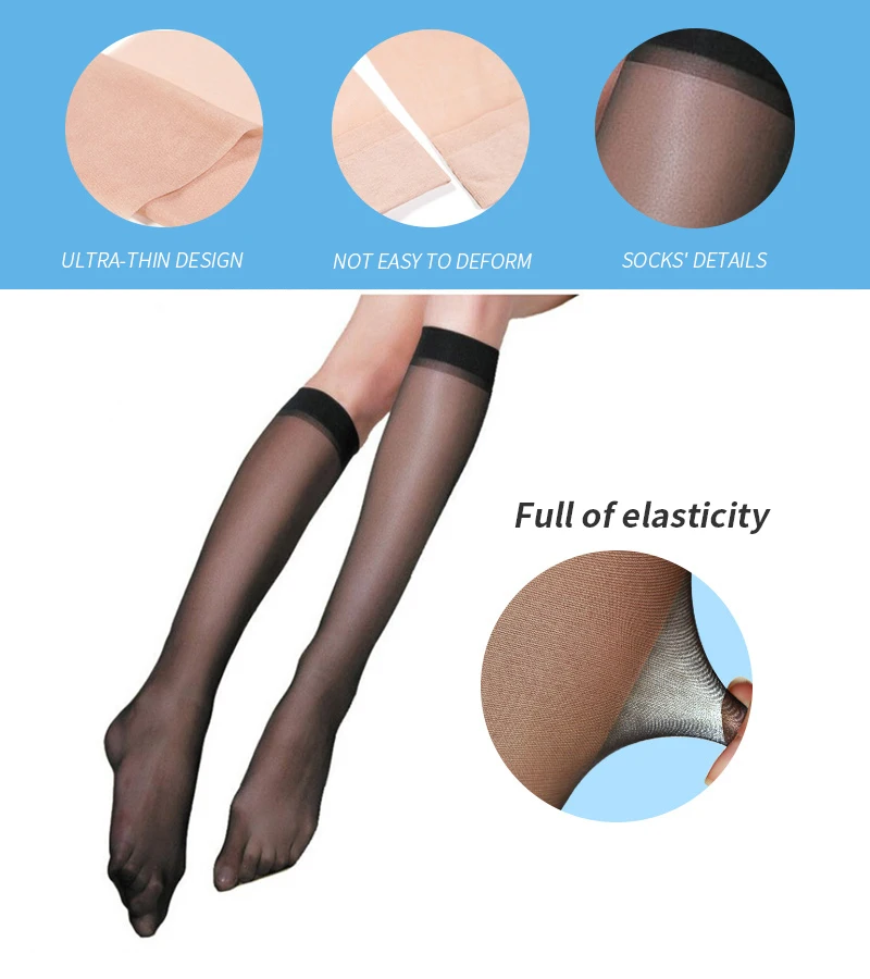 3/4/5Pair Women Sexy Knee Socks Breathable Thin Mesh Long Socks Transparent Nylon Stockings Summer Fashion Sexy Knee Socks