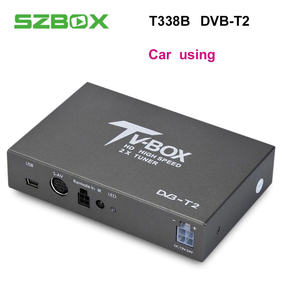 T338B DVB-T DVB-T2 Car Digital TV Tuner TV Receiver with 2 Amplifier Antenna H.264 TV box for high speed driving T338B car tv