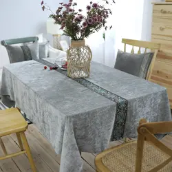 Зеленый роскошный Вышивка Скатерти Nordic Стиль высокое качество прямоугольник обеденный Домашний Декор покрытие стола Свадебная вечеринка
