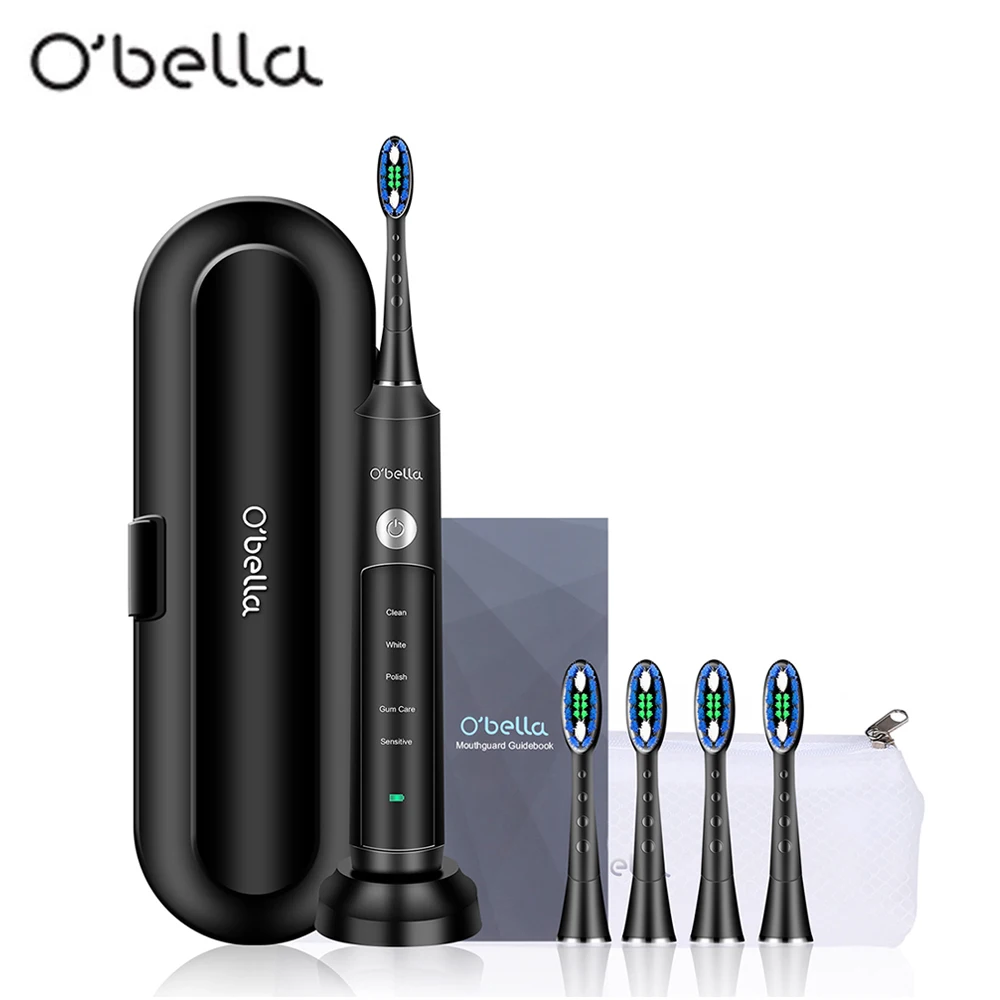 

O'BELLA RM-ST071B Ultrasonic Electric Toothbrush 48000RPM Time Remind Adult Waterproof USB Rechargeable Tooth Brushes With Heads