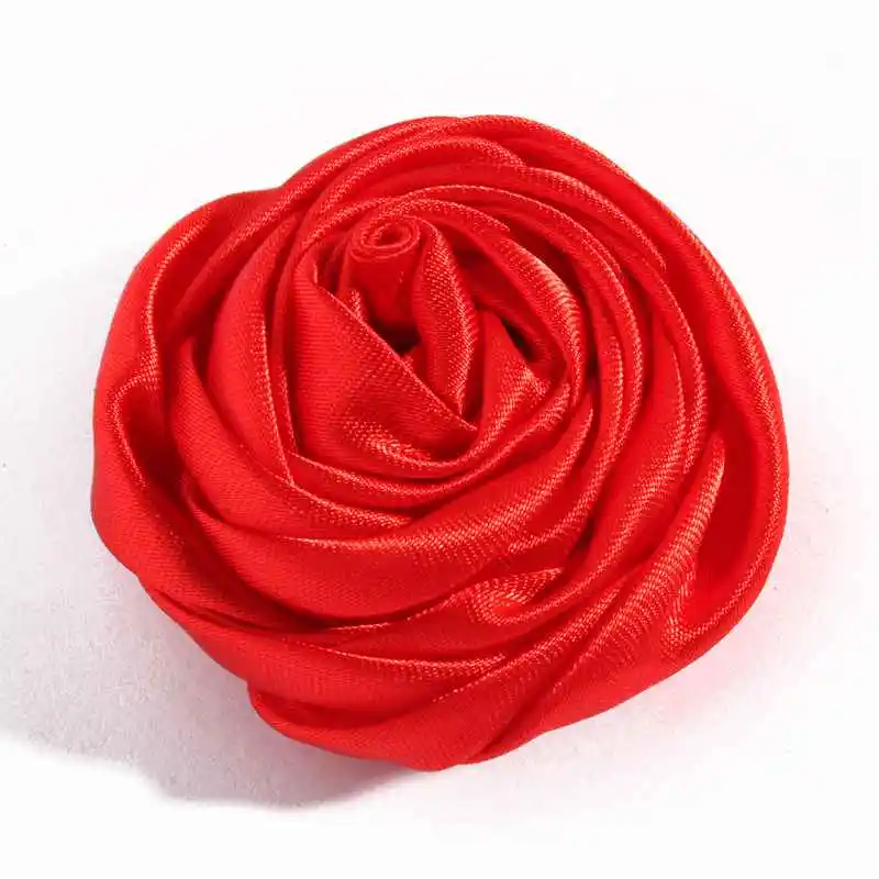 10pcs/lot 5cm 20colors Hair Clips Handmade Rolled Soft Satin Rose Flowers Artifcial Solid DIY Fabric Flowers For DIY Headband - Цвет: L