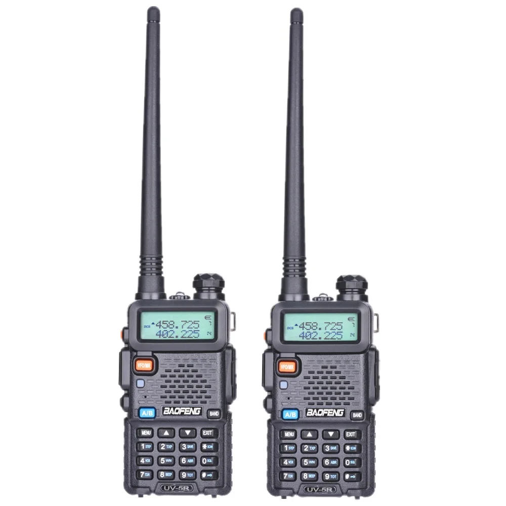 2 шт. Baofeng UV-5R Двухканальные рации VHF/UHF 136-174 мГц и 400-520 мГц Dual Band двухстороннее Радио Baofeng UV5R Портативный трансивер радиостанция рация автомобильная радиостанции баофенг рация портативная - Цвет: A black pair