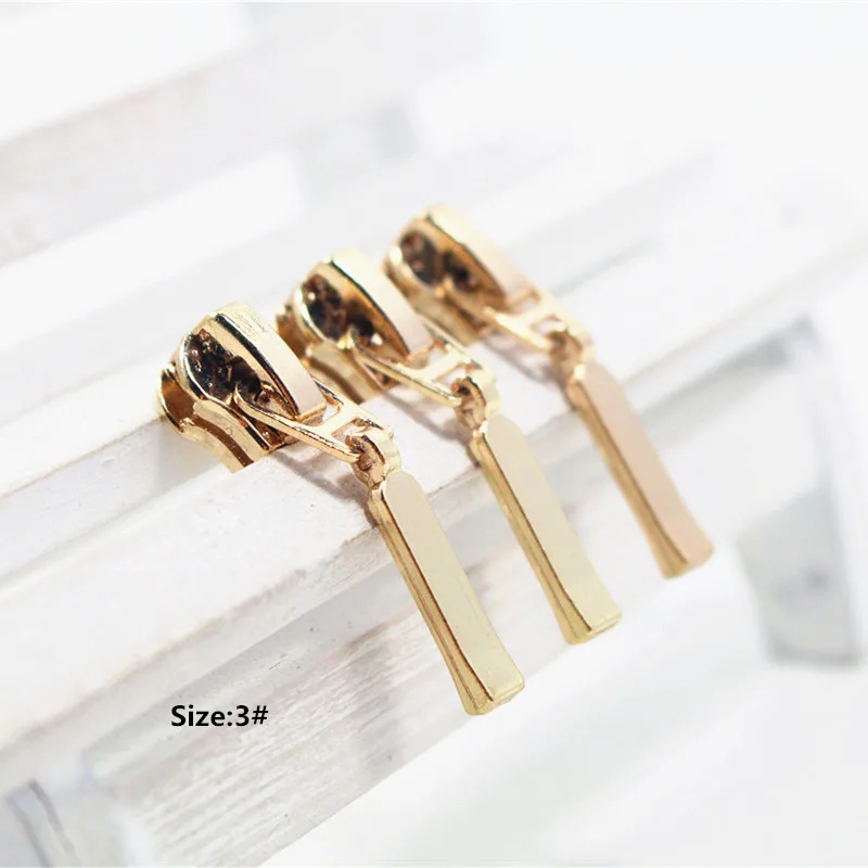 Buy 3 Wholesale 10pcs Zipper nice gold Metal Zipper