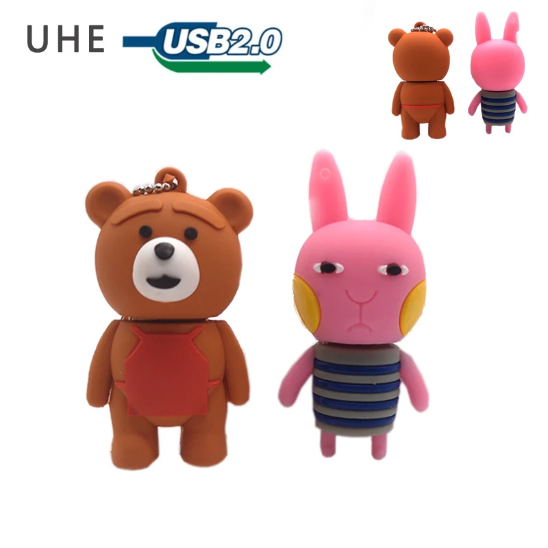 USB-накопитель мультфильм кролик usb flash drive 4ГБ 8ГБ 16ГБ 32ГБ 64ГБ милый медведь Детские memory stick креативный подарок флеш-накопитель