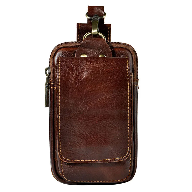 Men Cowhide Leather Fanny Waist Bag Belt Holder Pocket Cigarette Case Coin Purse Military Male ...