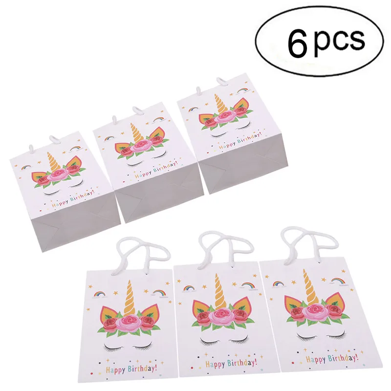 

6pcs/set Unicorn Paper Gift Bags Party Bag For Unicorn Party Baby Shower Birthday Decor Candy Box Favors Event Party Supplies