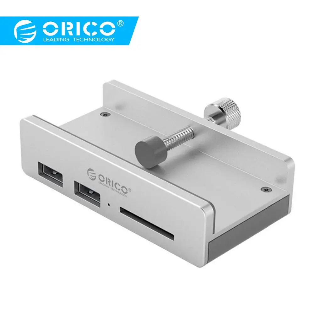 Продажа ORICO зажим дизайн мульти font b Usb b font 3,0 концентратор с кардридером алюминиевый сплав Клип тип 3 порта Высокоскоростной разветвитель концентратор для н...