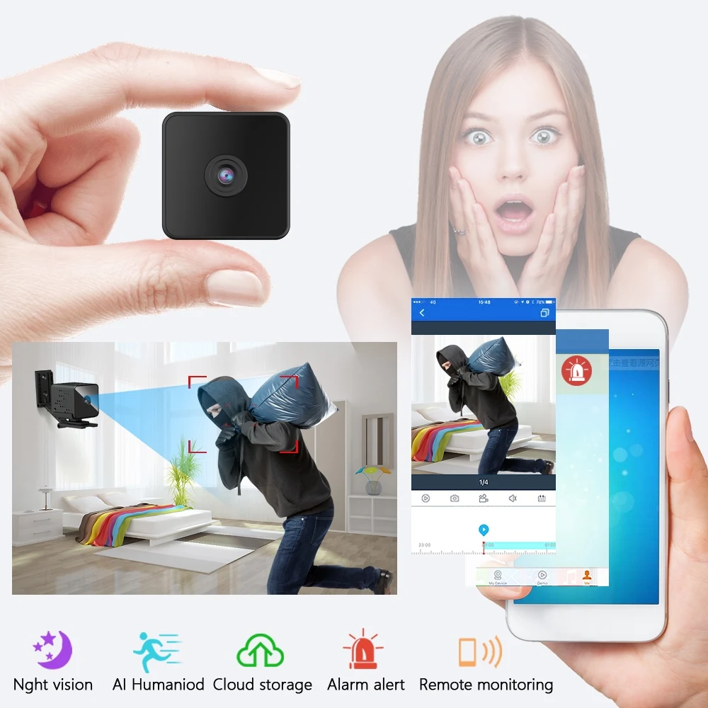 ZTour Q9H HD мини Wi Fi камера портативная Ip с ночным видением V380 для видеонаблюдения до