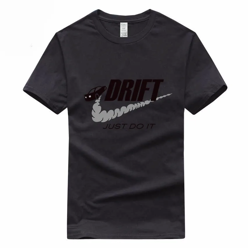 Просто Дрифт это забавный евро размер хлопок футболка Летняя Повседневная с круглым вырезом коротким рукавом футболка для мужчин и женщин GMT108 - Цвет: Black A