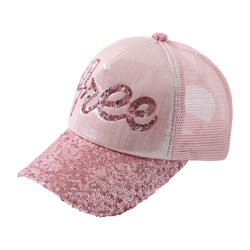 

2018 New Branded Baseball Caps Women's Cap With Mesh Bone Hip Hop Lady Letter Embroidery Hats Adjustable Sequins Visor Caps