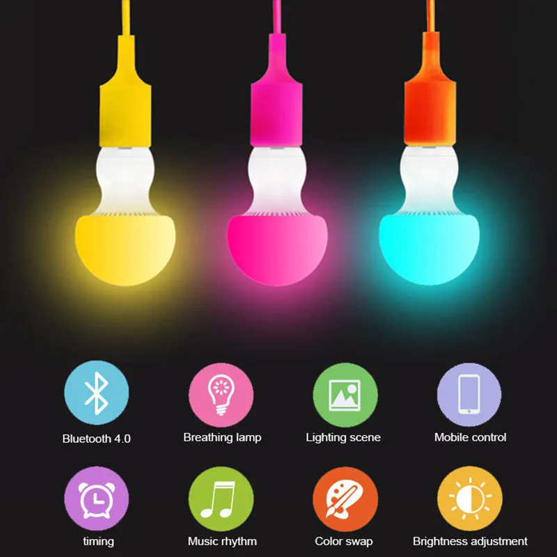 Bluetooth LED Bulb E27 RGBW 6W Bluetooth 4.0 Smart LED Light Bulb Timer Color Changeable By IOS / Android APP Dimmable AC85-265V