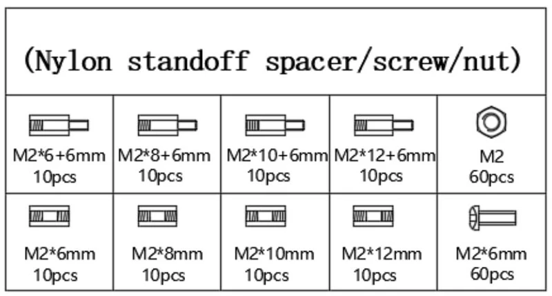 200 шт. M2 M2.5 M3 черные стойки нейлоновые распорные шестигранные колонны винты гайки ассортимент Mix Kit Резьбовая колонна