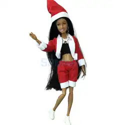 Африканский американские куклы девушка модель Polyarticular Turnable современная мода куклы носить для рождественской вечеринки наряды для Барби 12