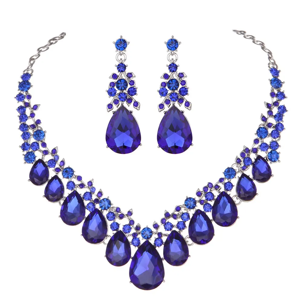Crystal rhinestone women Jewelry Sets with crowns Bridal wedding and party dress Necklace Waterdrop shape necklace earrings | Украшения и