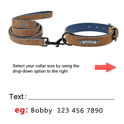 Custom Dog Collars Leather Personalized Pet Dog Tag Collar Leash Lead For Small Medium Large Dogs Pitbull Bulldog Pugs Beagle Cofffee Set