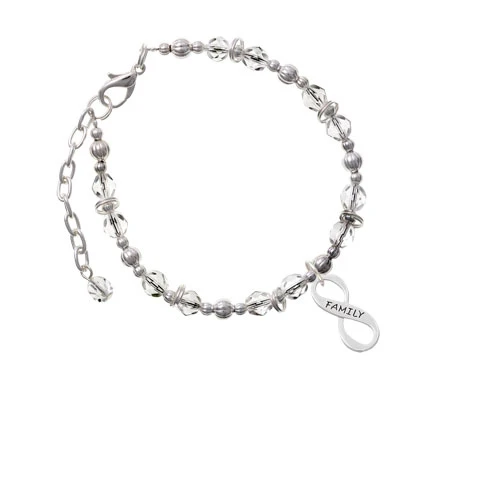 Family Infinity Sign Clear Beaded Bracelet