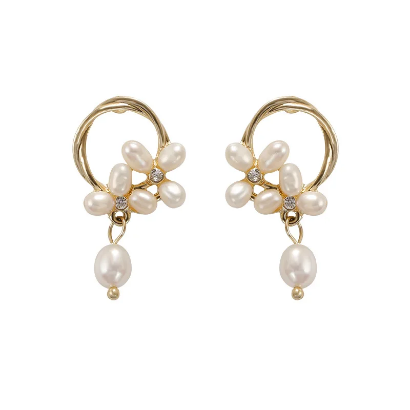 925 пробы серебро жемчужный цветок украшение для пирсинга, гвоздик серьги для Для женщин Свадебные украшения вечерние аксессуары pendientes eh1097