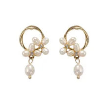 925 пробы серебро жемчужный цветок украшение для пирсинга, гвоздик серьги для Для женщин Свадебные украшения вечерние аксессуары pendientes eh1097