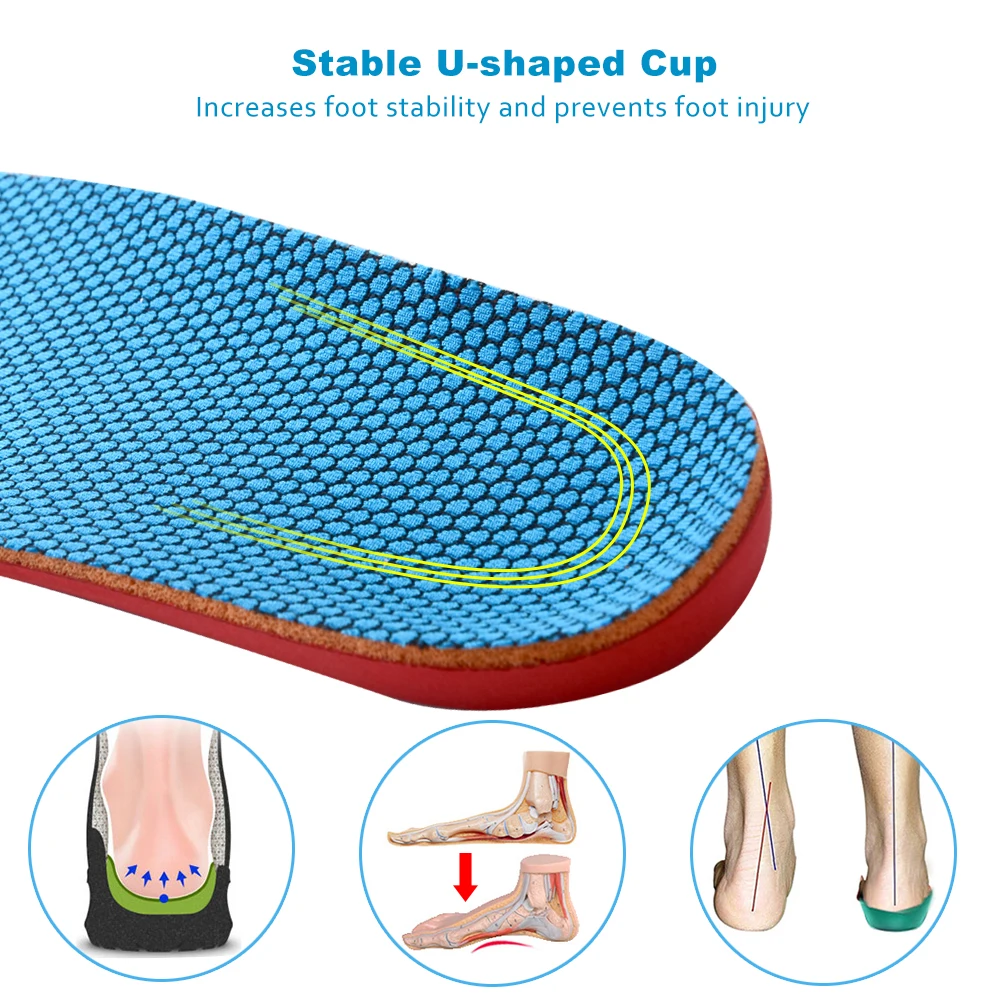 Elino Children 3D Orthotic Insoles EVA Arch Support Flat Foot X-legs O-legs Correct Shoe Soles Kids Health Foot Care Inner Pads