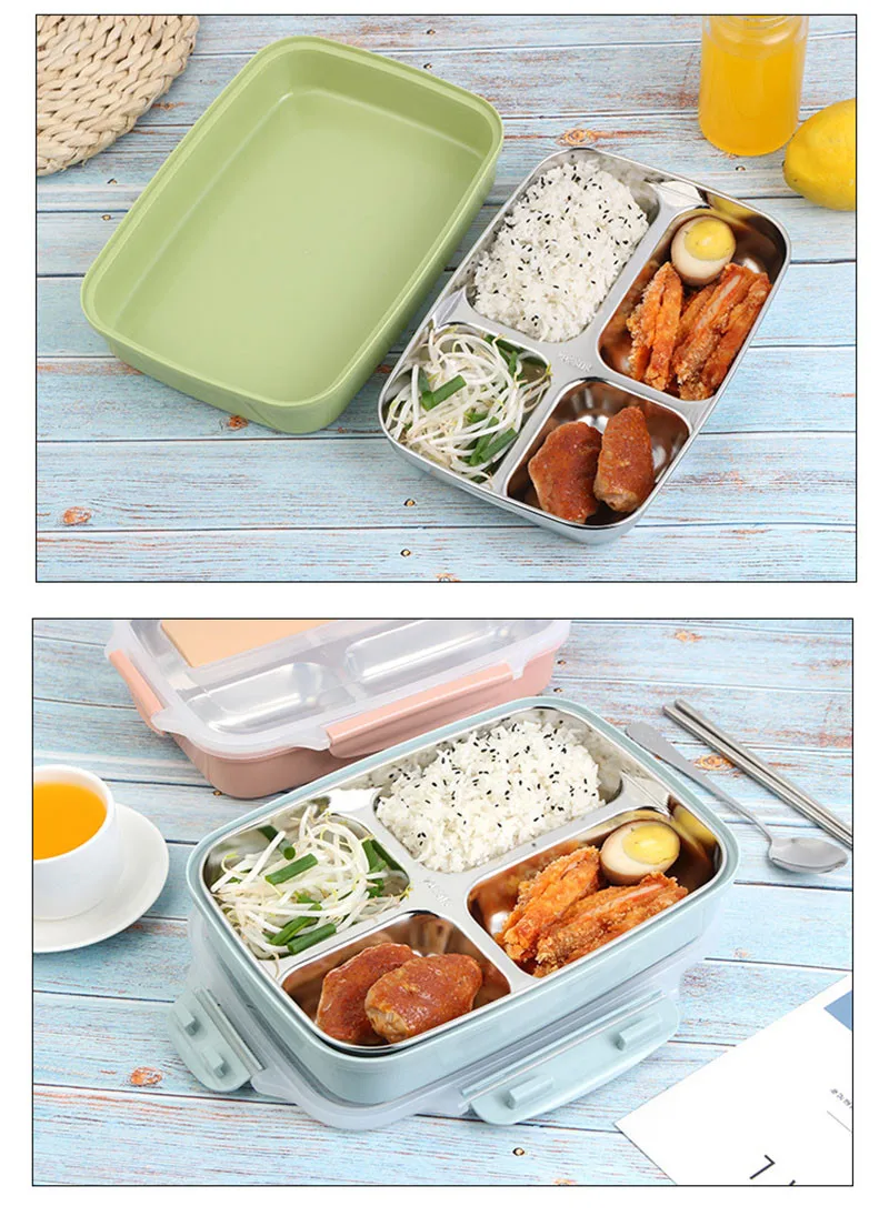 ONEUP 304 Stainless Steel Japanese Lunch Box With Compartments Leak-Proof Bento Box For Kids School Picnic Food Container