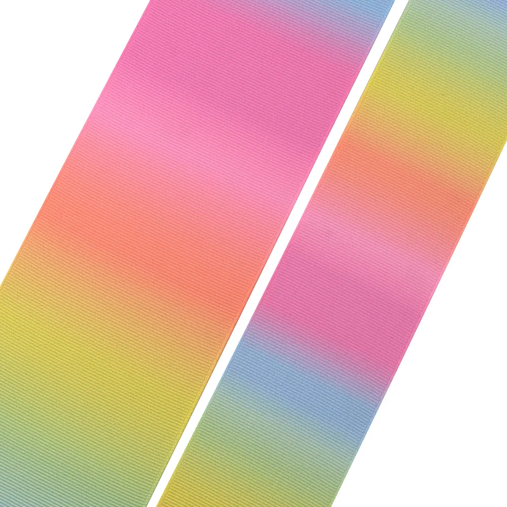 Корсажные ленты градиентные цвета радуги 75 мм 5 ярдов напечатанные головные уборы с бабочкой бант для волос DIY вечерние украшения Cinta