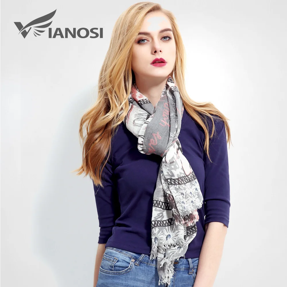 Женский шарф VIANOSI классический с теплым принтом VR005|cachecol brand|warm shawlbrand shawl |