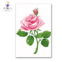 Растения и flowersa розовый символ любви, картина маслом по номерам на холст, живопись картины рисования Раскраска по номерам