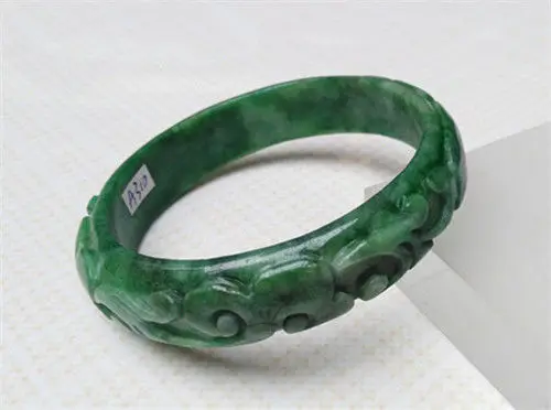 

NEW Vintage Chinese Hand-carved Natural GREEN Jadeite Jade Bangle Bracelet 65MM a 5.19