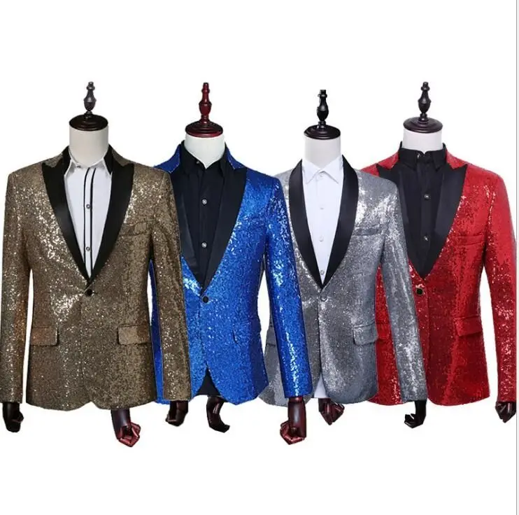 latest coat pant-designs colorful gold sequin male men suit costum performance slim fit single button tuxedo Blazer