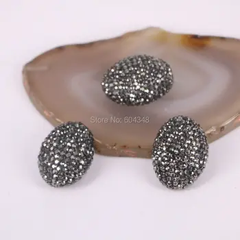 

10pcs Oval shape Pave Crystal Beads Stones For Jewelry Making