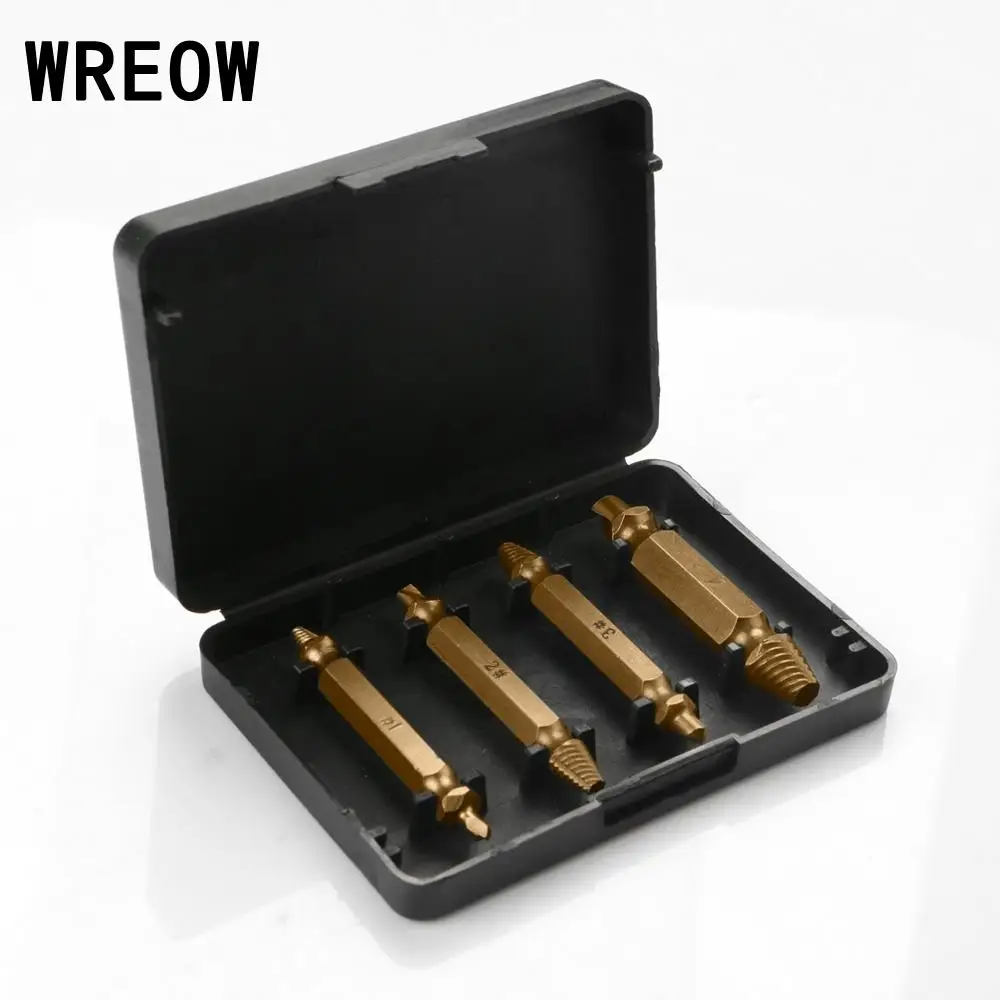 

4pcs Titanium Screw Extractor Drill Bits Guide Set Broken Damaged Bolt Remover Speed Out Remover Tool Speed Easy out Bolt Stud