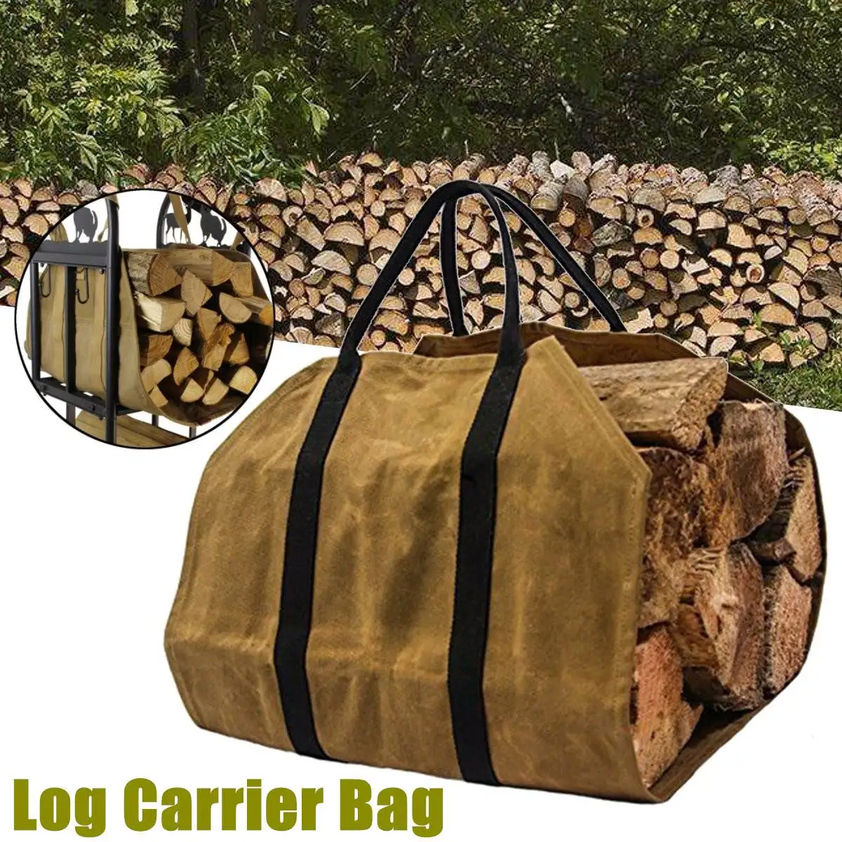 Сумка-тоут для прогулки кемпинг сумка для переноски холщовый держатель дров мешок для хранения бревен пакет ручки мешок для дров товары для дома, кухни