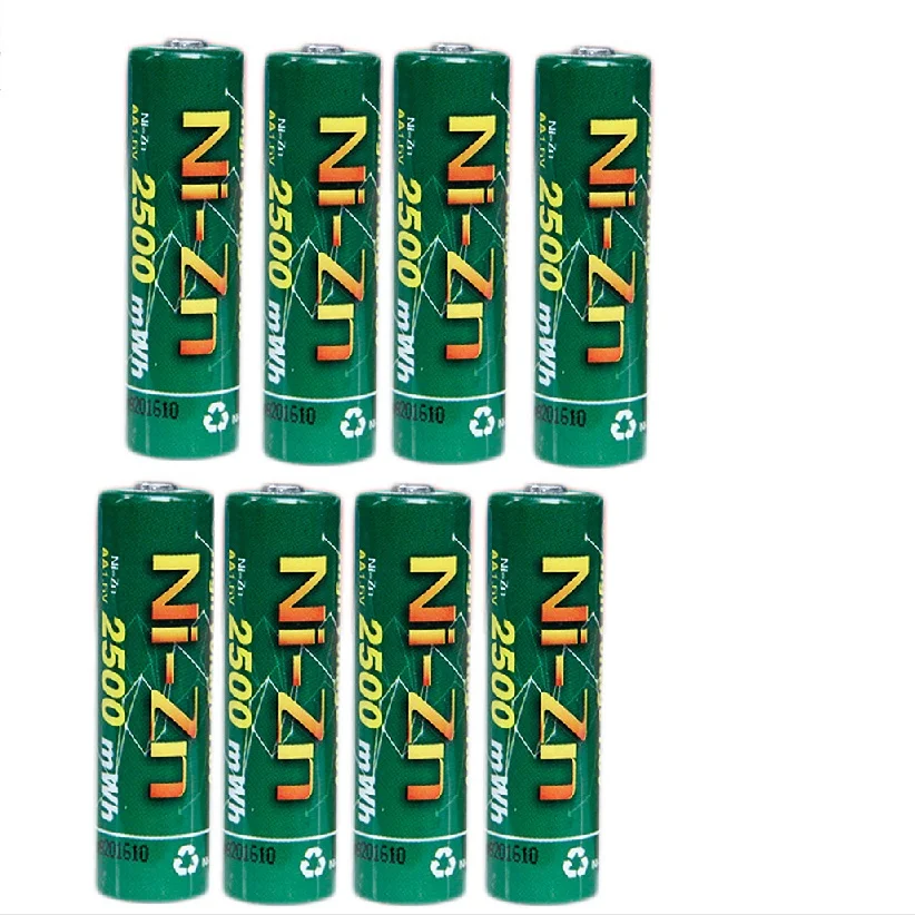8Pcs AA Batteries 1.6V Nickel Zinc 2500mWh Ni Zn 2A aa Rechargeable