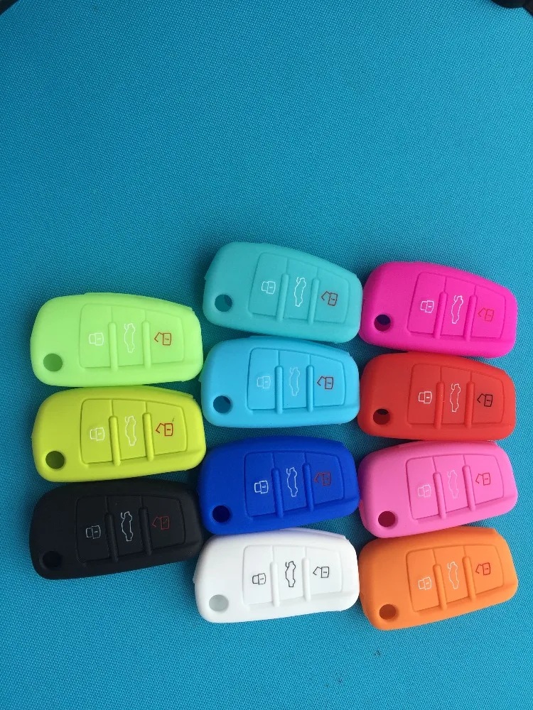 10Pcs/Lot Silicone Car Key Case Cover Skin For Audi A3 A4 Cabriole A6 TT Allroad Q3 Q7 R8 S6 SQ5 RS4 Remote Fob 3 Buttons Flip | Автомобили