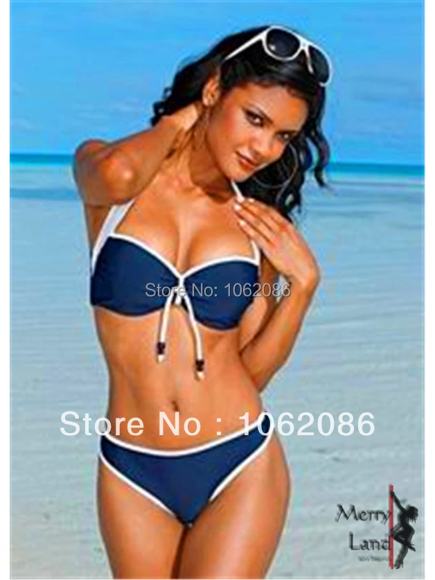 M4061 Blue Halter Bikinis for Women Cheap Brazilian Bikini |