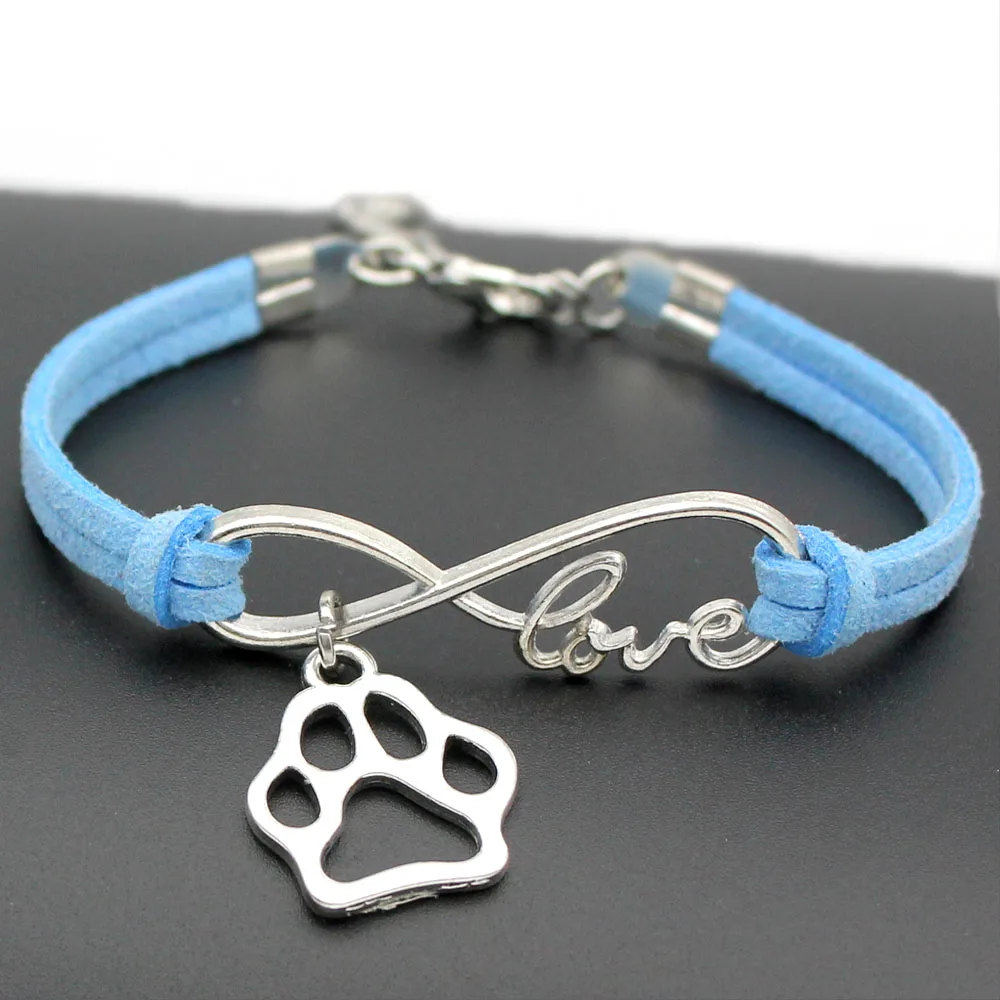 

1pcs infinity handmade Women Stylish Love Pets Dogs Lover Cat Animal Bear Paw Charms Pendant Bracelet Friendship Gift 7435