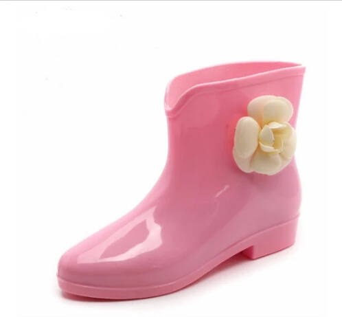 

Fashion flower women rain Shoes Women Rain Boots For Girls Ladies Walking Waterproof Women Boots Ankle candy colored jelly shoes