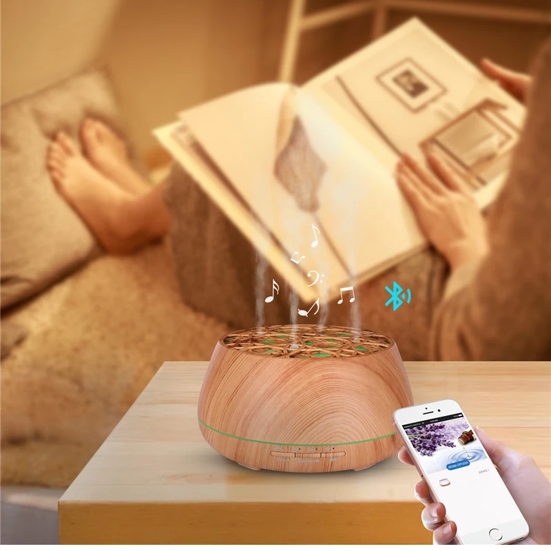 

Bluetooth Speaker Aroma Essential Oil Diffuser Waterless Auto Shut-off 7 Color Changing LED Lights Ultrasonic Humidifier