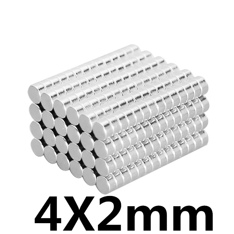 100 шт. 4x2 неодимовый магнит 4 мм х 2 мм N35 NdFeB постоянный маленькие круглые супер мощный магнитный съемник для жестких бирок для электронного отслеживания товара Магниты Диск