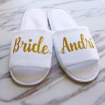 

personalized Wedding Slippers,wedding Bride&Bridesmaid name Slippers,Bridal Party Slippers.Bachelorette party favors gifts