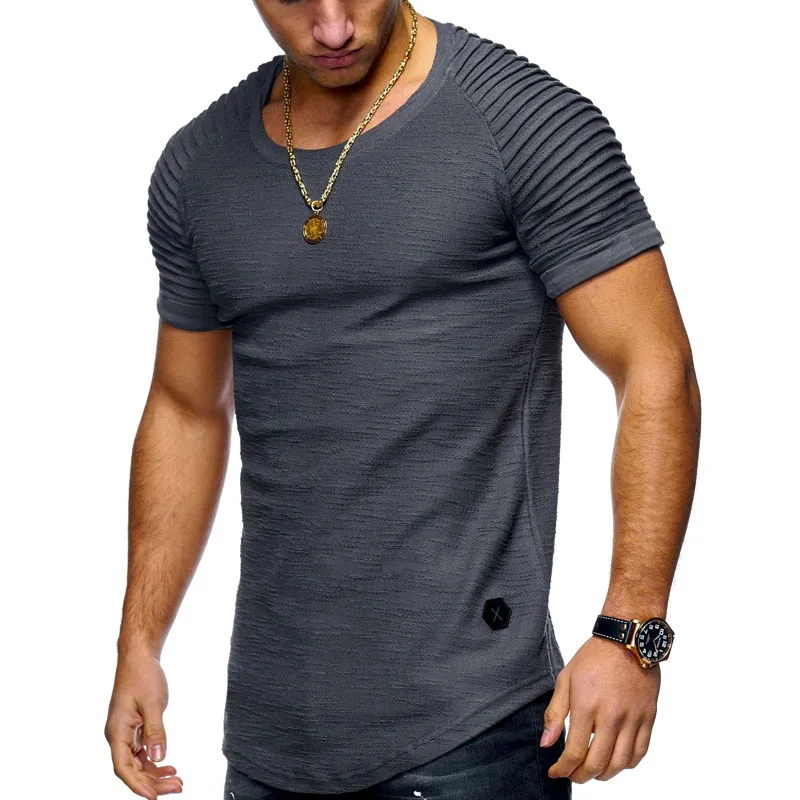 Men-s-O-Neck-Slim-Fit-Solid-Color-Short-sleeved-T-shirt-Striped-Fold-Raglan (1)
