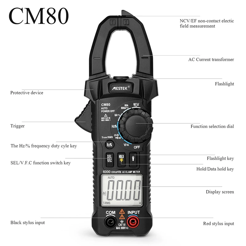 CM80/CM81 цифровой клещи мультиметр токовый зажим клещи AC/DC тестер сопротивления напряжения измерительные инструменты диагностический инструмент