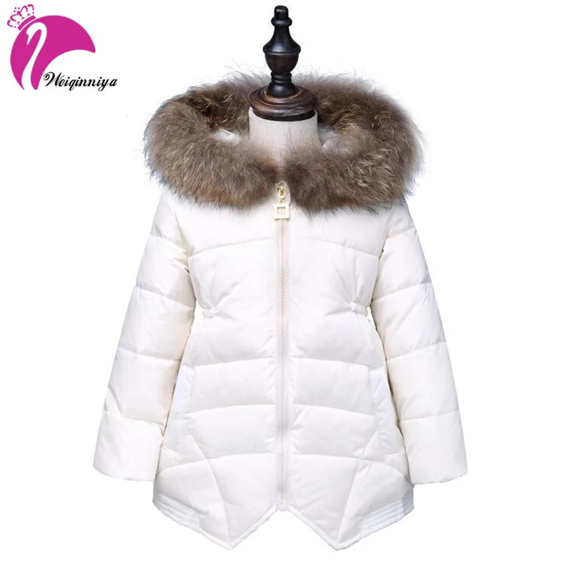 

weiqinniya Girls Down Parkas Jackets Winter jacket For Girl Fashion Children Parka For Gril 2018 Kids Fur Hooded Parkas Jackets