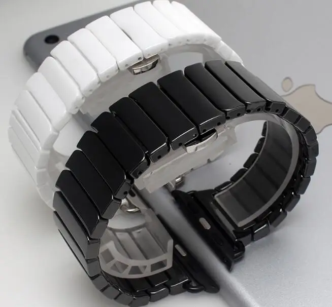 Керамический ремешок для Apple Watch 38 мм 40 42 44 + разъем адаптера Iwatch Series 4 3 2 1 черный