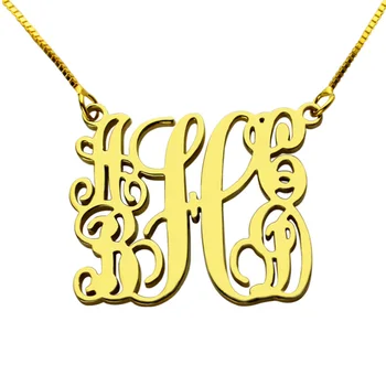 

Wholesale Gold Color 5 Initials Monogram Necklace Family Monogrammed Name Necklace 1.2 Inches Nameplate Chain Necklace
