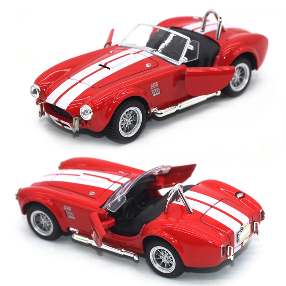 New Arrvial 1:32 Ford Shelby Cobra Diecast Retro Metal Car Model Light And Sound Pullback Car Toy Charitable toy boats