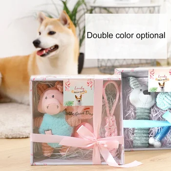 

4 Pcs Pet Plush Toys Set For Dogs Cute Bite Resistant Chew Squeaky Toy For Teeth Cleaning And Pressure Relief Gift Box Package