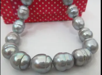 

gorgeous 12-13mm south sea baroque silver grey pearl necklace 18inch 14k KKK